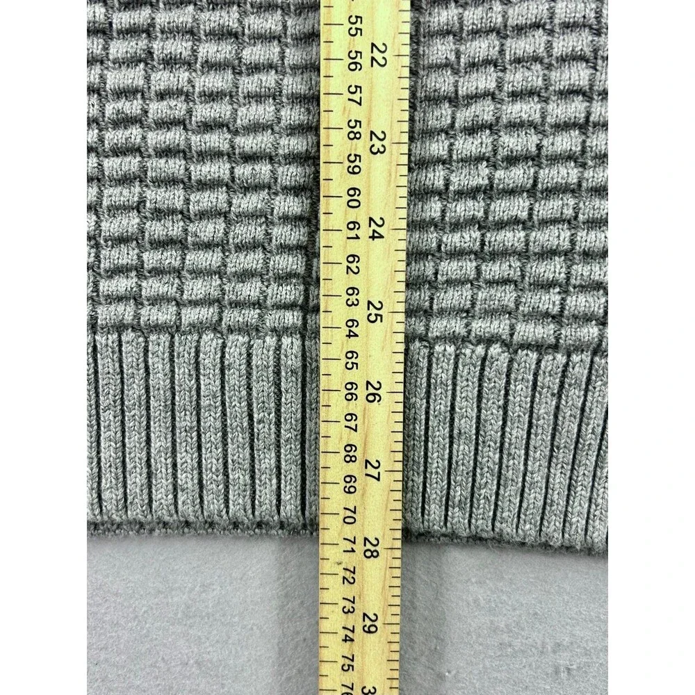Duluth Burly Retirement Button Mock Sweater Men's Gray Pullover Heavy Waffle